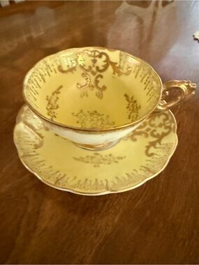 Vintage Royal Sealy Japan Yellow and Gold Porcelain Teacup & Saucer